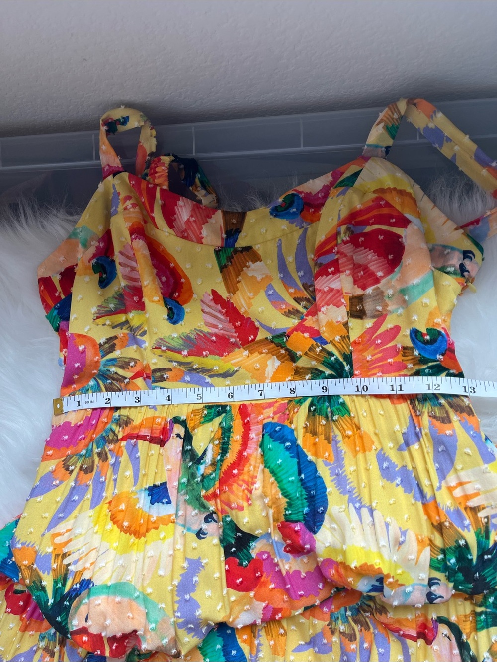FARM Rio for Anthropologie Floral Clip Dot Tiered Maxi Dress Size S Yellow - Picture 11 of 11